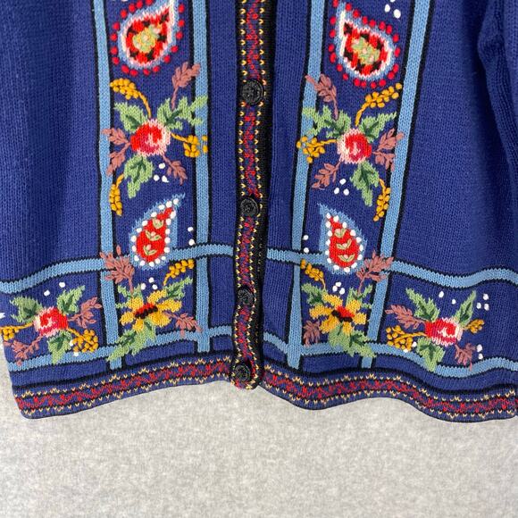🍂 Vintage Embroidered Knit Cardigan | Cozy Folk Boho Winter Layer | Size M - Picture 7 of 14